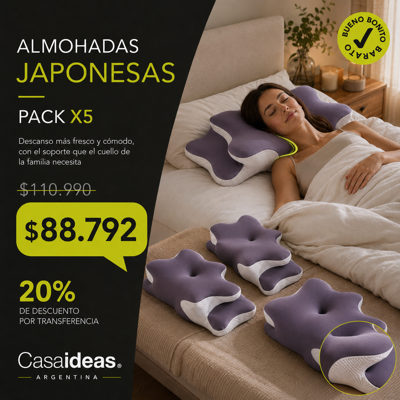 Almohada Japonesa - Cervical de Espuma Viscoelástica con Efecto Refrescante