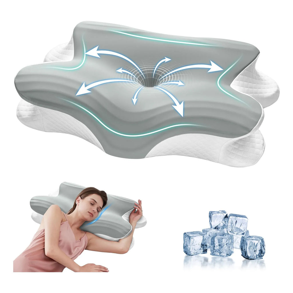 Almohada Japonesa - Cervical de Espuma Viscoelástica con Efecto Refrescante