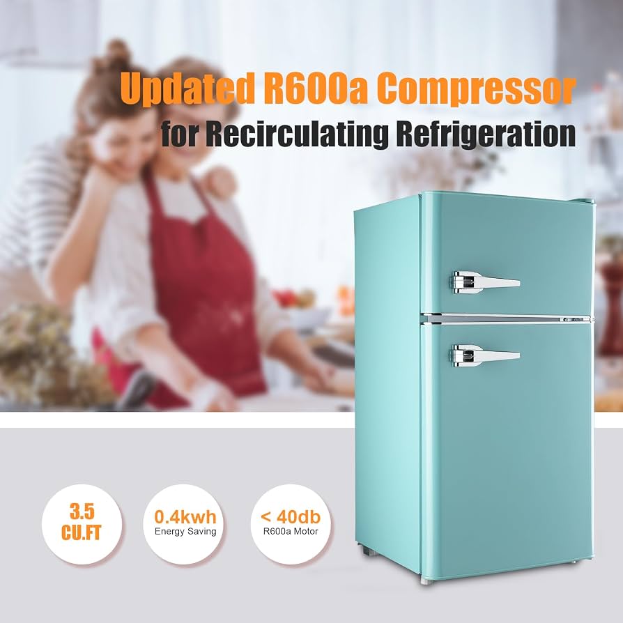 Mini Nevera Retro 3,2 Pies³ de 2 Puertas con Freezer Independiente