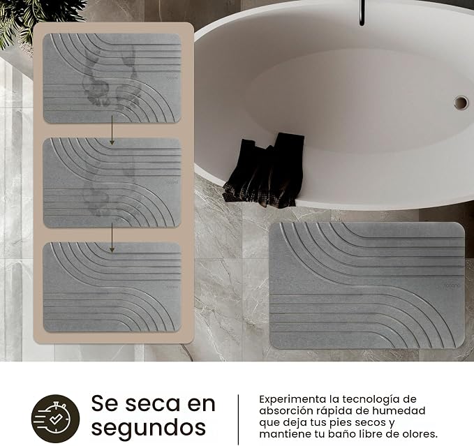 Alfombra de baño de piedra, tapete de ducha de piedra antideslizante