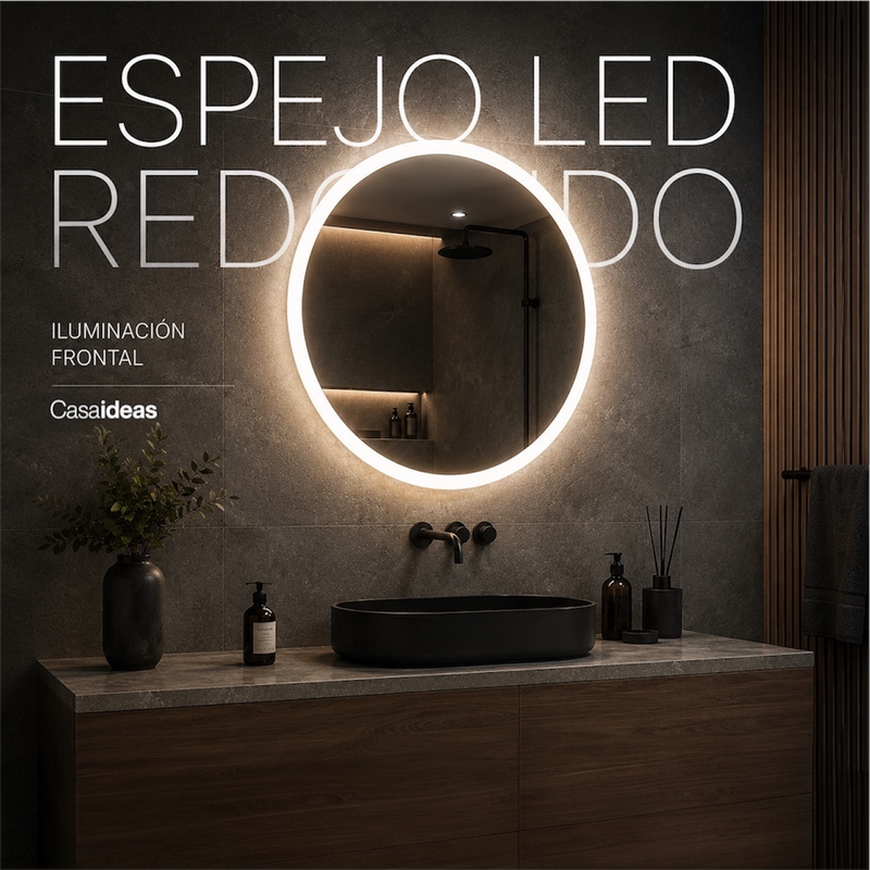 Espejo LED Redondo 60 cm con Iluminación Frontal