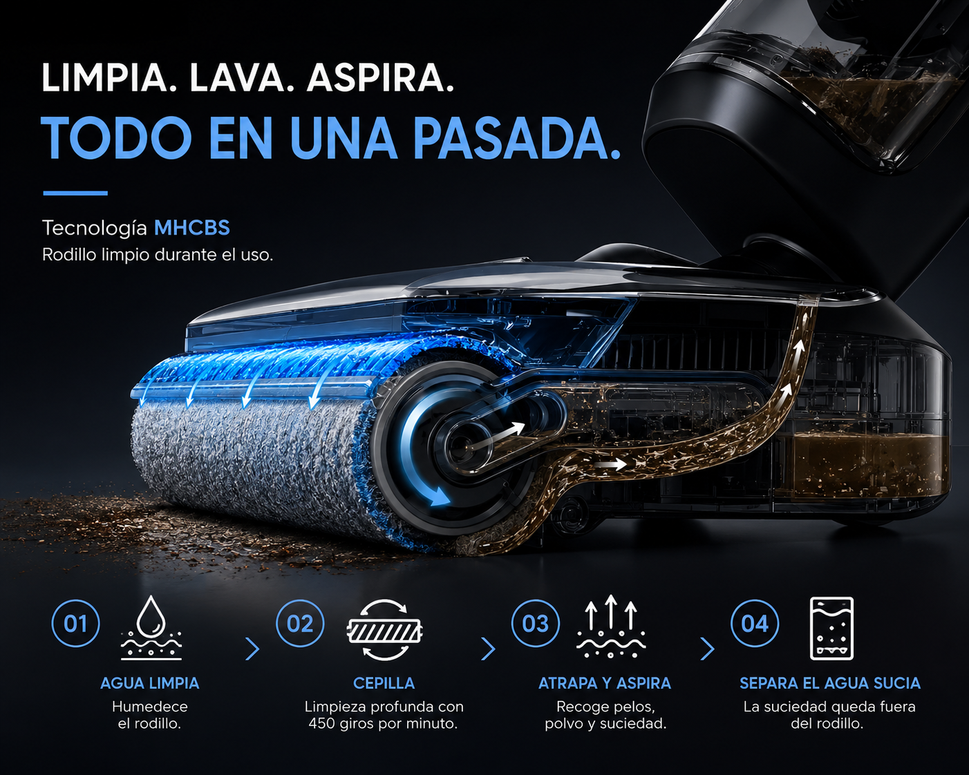 Tineco Floor ONE i6 Stretch – Aspiradora y Trapeadora Húmeda y Seca
