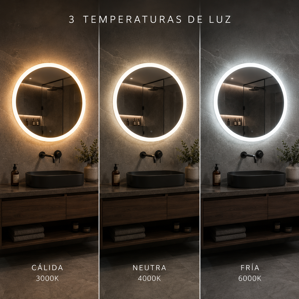 Espejo LED Redondo 60 cm con Iluminación Frontal