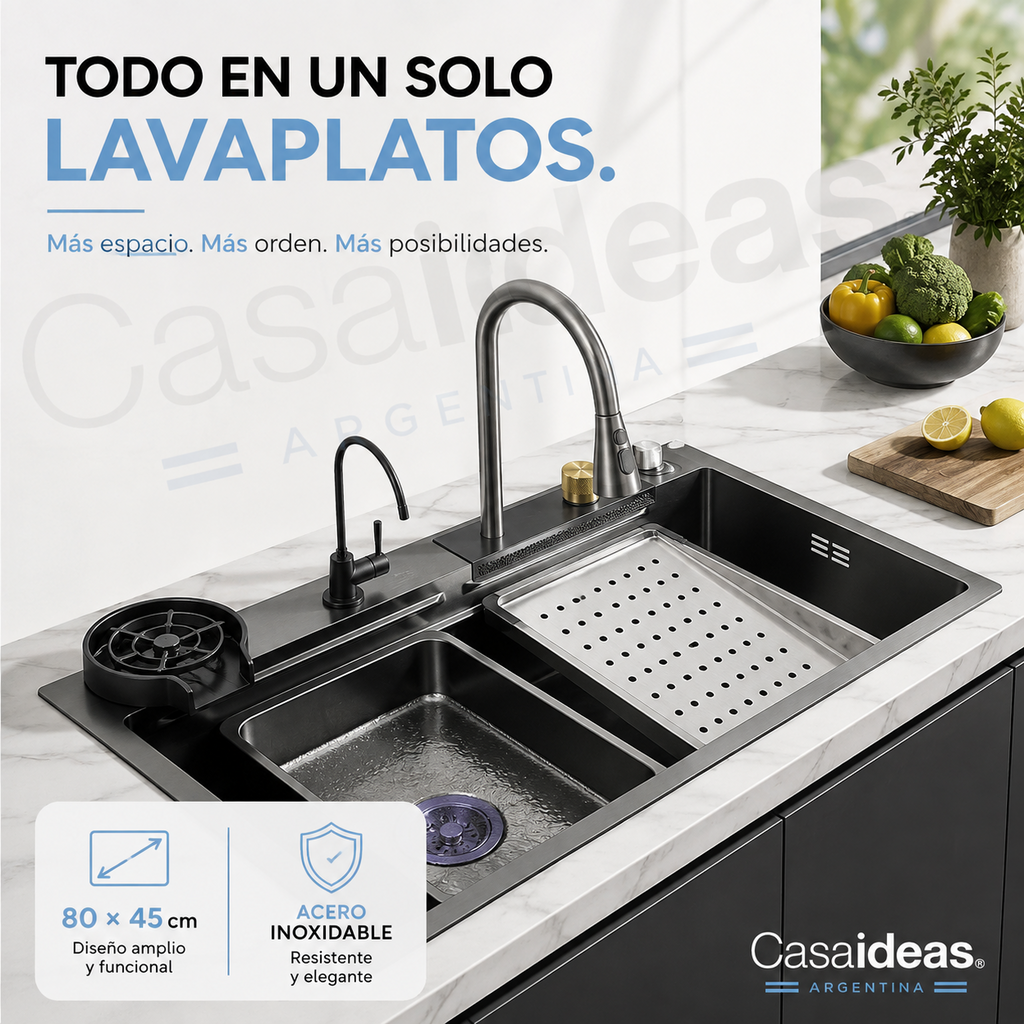 Lavaplatos Inteligente Digital LED 7 Modos – Acero Inoxidable SUS304