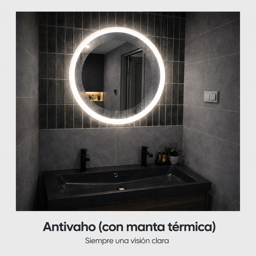 Espejo LED Redondo 60 cm con Iluminación Frontal