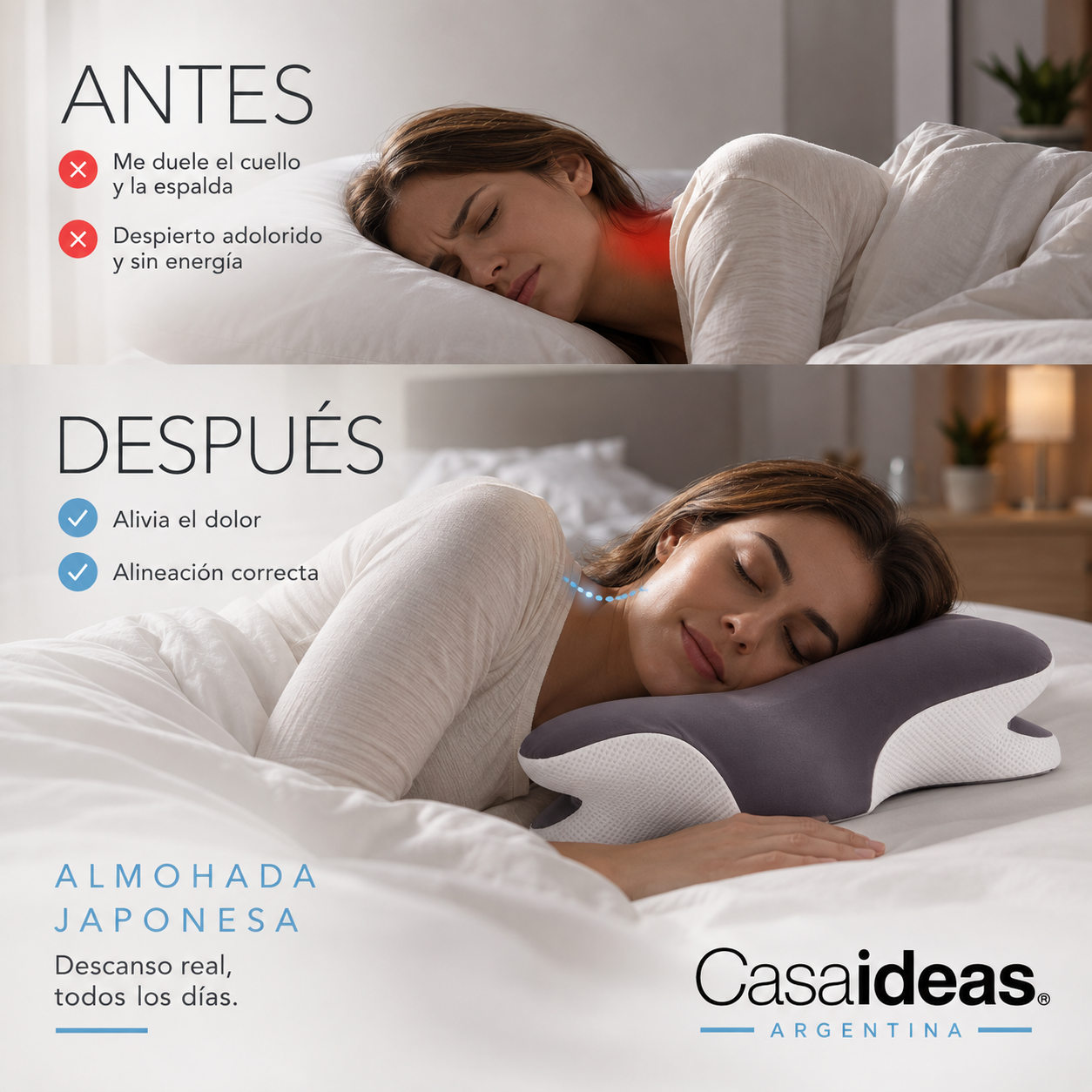 Almohada Japonesa - Cervical de Espuma Viscoelástica con Efecto Refrescante